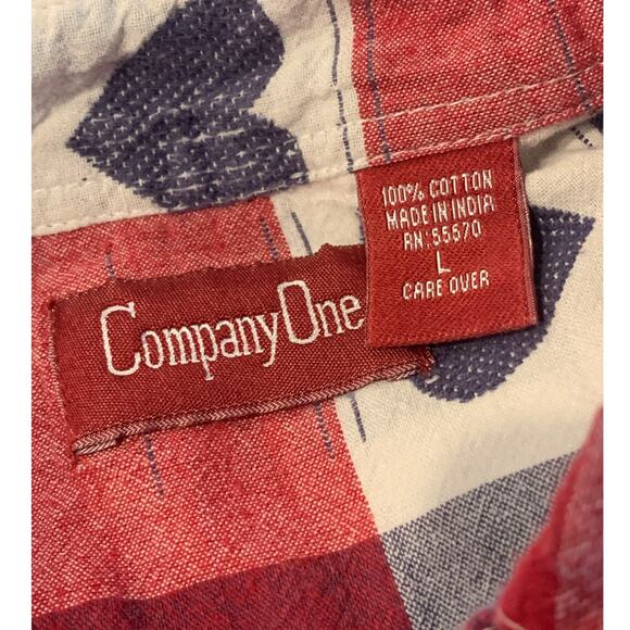 Vintage 80's woven plaid heart button up top sz L - Picture 4 of 4